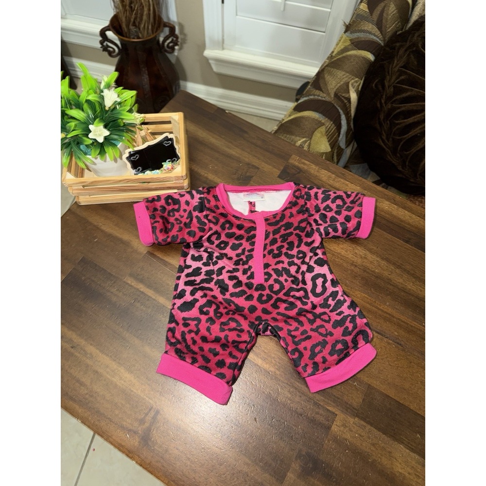 Build a Bear Workshop Pink Leopard Print Sleeper Pajama Outfit 2014 BABW